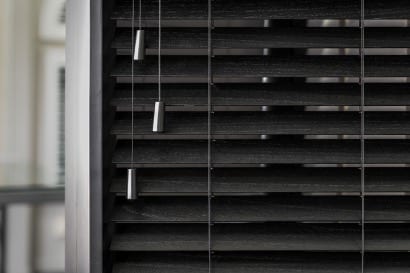 NZ Blinds classic Wooden Venetian Blinds in black.